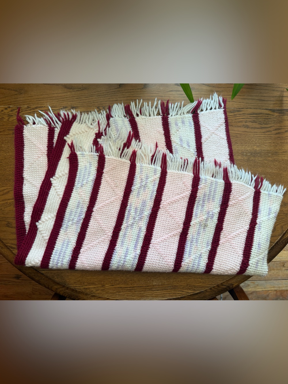 Soft Pink and Burgundy Striped Throw Blanket - Home Accents